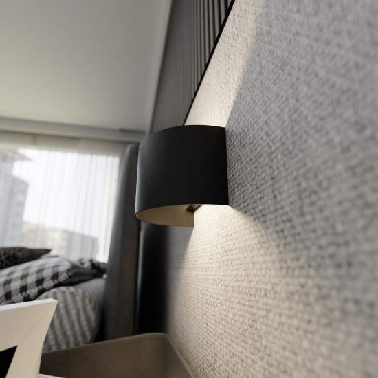 Applique Moderna 1 Luce Floki Fascia In Acciaio Nero LA0178-EB-AP1-NR