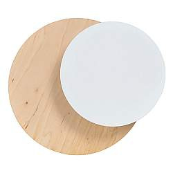 Applique 1 Luce A Disco Con Base In Legno Naturale E Acciaio Bianco Applique 1 Luce A Disco Con Base In Legno Naturale E Acciaio Bianco