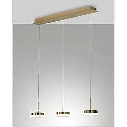 Lampadario Dunk Sospensione 3 Luci Ottone Satinato Design Moderno e Funzionale