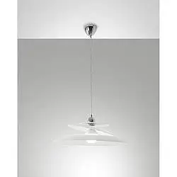 Sospensione Bianca Aragon Collezione Fabas Design Moderno Metallo Cromo 1 Luce