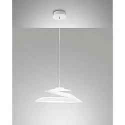 Sospensione Led Bianca Collezione Aragon Fabas 1 Luce Design Moderno Elegante