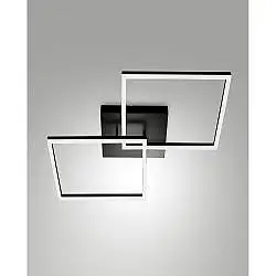 Plafoniera Nera 2 Luci LED Collezione Bard Design Elegante 65x65 cm Fabas