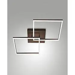 Plafoniera Bard Corten 65x65cm 2 luci ruggine calda design moderno Fabas