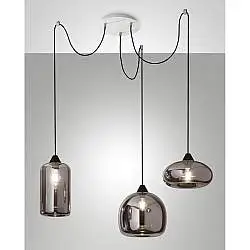 Fiona Sospensione Fume 3 luci in vetro soffiato design collezione FIONA