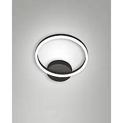 Giotto Applique Nera D.300 unica luce design moderno calda Fabas Collezione Giotto