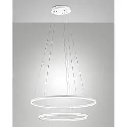 Lampadario Giotto Sospen Collezione GIOTTO Bianco Due Luci Design Moderno