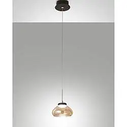 Lampada sospensione Arabella ambra nera 1 luce dimmerabile in vetro borosilicato