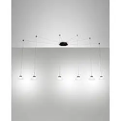 Sospensione Arabella Bianca 6 Luci Design Moderno Regolabile Stile Elegante