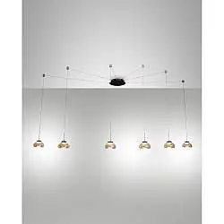 Lampadario Arabella Sospensione Ambra 6 Luci Stile Elegante per Illuminazione Interna