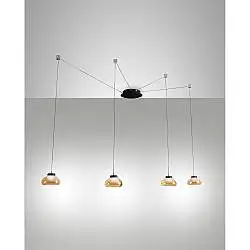 Sospensione Ambra 4 Luci Arabella Fabas Alta Regolabile Stile Elegante Moderne