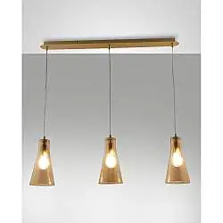 Sospensione Dafne Ambra 3 Luci Fabas Design Collezione Elegante per Casa