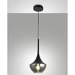 Lampada Sospensione Apollo Nera 1 Luce Design Moderno Altezza Regolabile Fabas