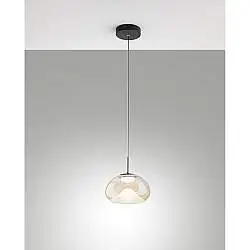 Lampadario Brena Sospensione Cognac 1 luce Metallo Vetro Dimmerabile 200 Cm