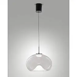 Lampada Brena Saliscendi Trasparente Metallo Vetro Collezione BRENA 1 Luce LED Dimmerabile