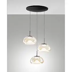 Lampadario Brena Sospens Cognac 3 Luci Stile Moderno Altezza Regolabile