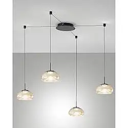 Lampadario Collezione BRENA 4 luci metallo vetro cognac dimmerabile elegante