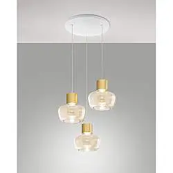 Kino Sospensione Cognac 3Luci Tonda