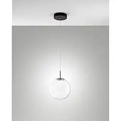 Sospensione Trasparente Goccia 1 Luce Collezione Ariel Stile Moderno Metallo Vetro