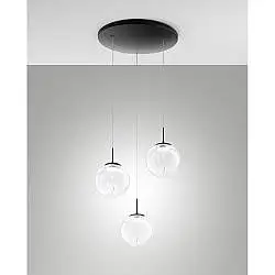 Lampadario Ariel Sospens Trasparente 3 Luci Stile Moderno Design Elegante