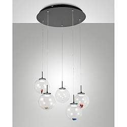 Ariel Sospens Trasparente Assortiti 5 Luci Stile Moderno Metallo Vetro Collezione ARIEL