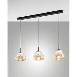 Deva Sospensione Ambra 3Luci Nero Metallo Stile Elegante per Il Tuo Ambiente