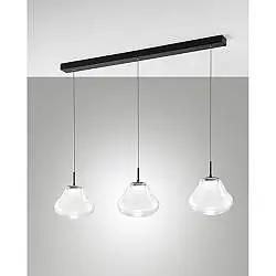 Lampadario Deva Sospensione Trasparente 3 Luci Nero Elegante per il tuo Spazio