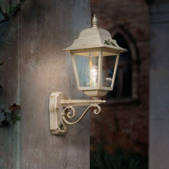 Applique Esterno Classica Gorizia Metallo E Ceramica Bianco Sfumato 1 Luce E27 A103-BO-04-DEC-UOO