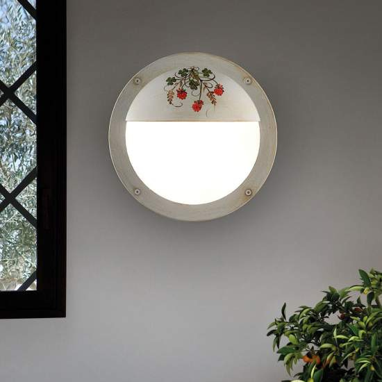 Applique Esterno Classica Brindisi Metallo Ceramica Bianco Sfumato 1 Luce G9 A501-BO-43-DEC-TRS