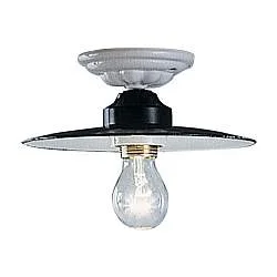 Plafoniera Industrial Potenza Ferro E Ceramica Nero Diam. 35Cm 1 Luce E27