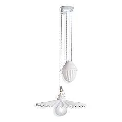 Sospensione Saliscendi Classico L'Aquila Metallo E Ceramica Ottone 1 Luce E27