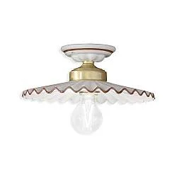 Plafoniera Classica L'Aquila Ottone E Ceramica Decorato Diam. 23Cm Luce E27