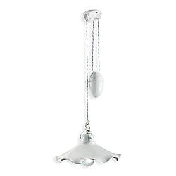 Lampadario Classico Belluno Ottone Satinato E Ceramica Decorato 1 Luce E27