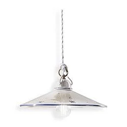 Sospensione Classica Asti Ceramica E Ottone Decorato Filo Blu 30Cm 1 Luce E27