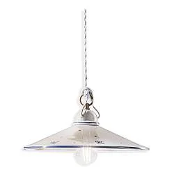 Sospensione Classica Asti Ceramica E Ottone Decorato Filo Blu 35Cm 1 Luce E27