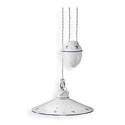 Sospensione Saliscendi Classica Asti Ceramica E Ottone Decorato 30 Cm 1 Luce E27