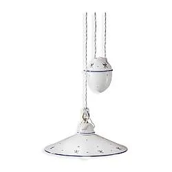 Sospensione Saliscendi Classica Asti Ceramica E Ottone Decorato 35 Cm 1 Luce E27