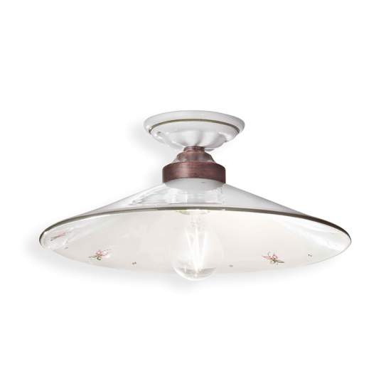 Plafoniera Classica Asti Ferro E Ceramica Nero Sfumato Rame Decorato 1 Luce E27 C057-NR-33-DEC-SOO