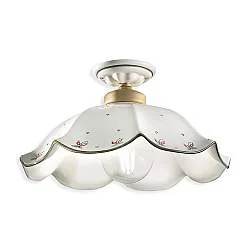Plafoniera Classica Belluno Ceramica E Ottone Satinato Decorato 1 Luce E27
