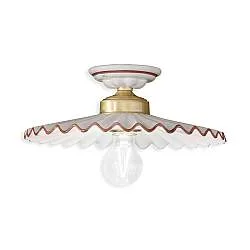 Plafoniera Classica L'Aquila Ottone E Ceramica Decorato Diam. 31Cm Luce E27