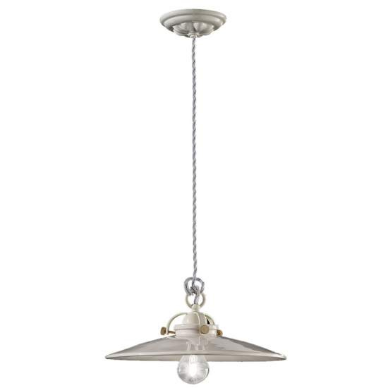 Lampadario Industrial Minimal B&W Metallo Smaltato Bianco 1 Luce E27 31Cm C099-02