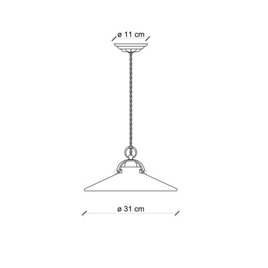 Lampadario Industrial Minimal B&W Metallo Smaltato Nero 1 Luce E27 31Cm C099-08