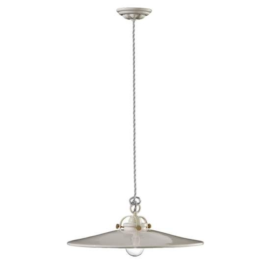 Lampadario Industrial Minimal B&W Metallo Smaltato Bianco 1 Luce E27 42Cm C102-02