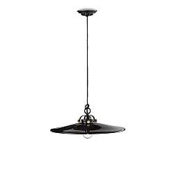Lampadario Industrial Minimal B&W Metallo Smaltato Nero 1 Luce E27 42Cm