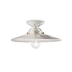 Plafoniera Industrial Minimal B&W Metallo Smaltato Bianco 1 Luce E27 31Cm