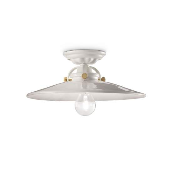 Plafoniera Industrial Minimal B&W Metallo Smaltato Bianco 1 Luce E27 31Cm C104-02