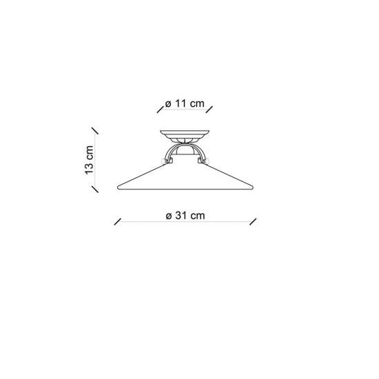Plafoniera Industrial Minimal B&W Metallo Smaltato Bianco 1 Luce E27 31Cm C104-02