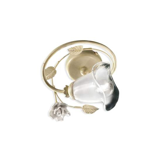 Plafoniera Classica Siena Metallo E Ceramica Bianco Sfumato Oro 1 Luce E14 C1184-1-BO-02