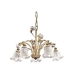 Lampadario Classico Siena Metallo E Ceramica Nero Sfumato Oro Lucido 5 Luci E14