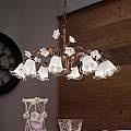 Lampadario Classico Siena Metallo E Ceramica Ruggine Decorato Lucido 8 Luce E14 C1185-8-RU-02