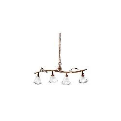 Lampadario Classico Siena Metallo E Ceramica Ruggine Decorato Lucido 4 Luci E14